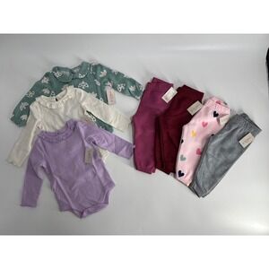 Garanimals NWT Baby Girls 6-9M Clothing Lot Bodysuits Pants Hearts